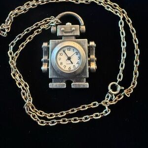 Silver Robot Pendant Necklace